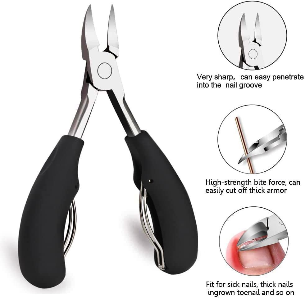 7-Piece Professional Ingrown Toenail Tool Kit - Stainless Steel Precision Pedicure Set with Red Eagle-Nose Clippers & Leather Storage Case - Image 5