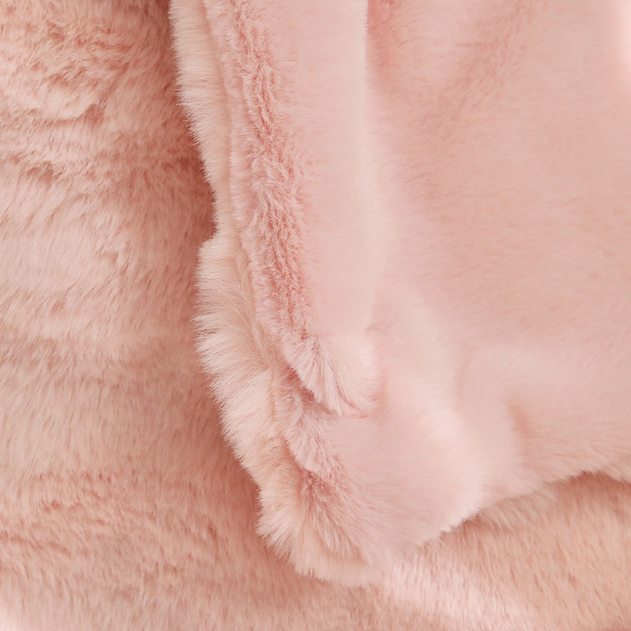 Pink Luxury Tuscany Fleece Rabbit Fur Bubble Blanket (200 x 230 CM) - Double-Sided Thickened Soft Plush Bedding & Extra Large Bed Blanket - Image 4