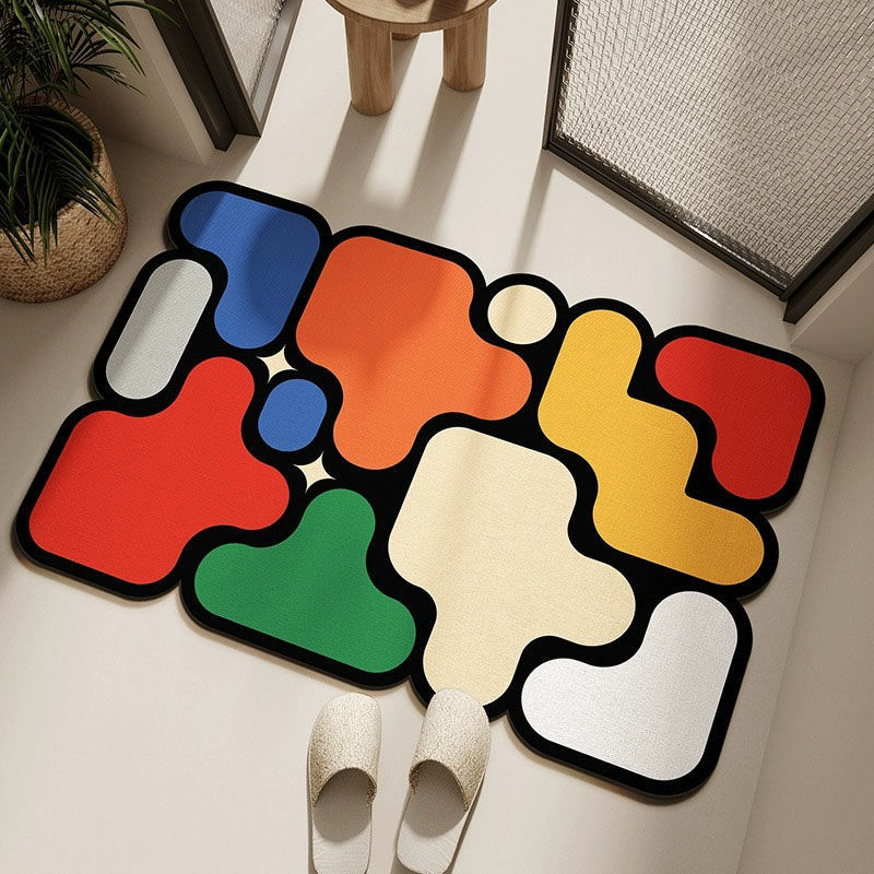 Ultra-Absorbent Instant Dry Diatom Mud Bathroom Mat (50 x 80 CM) - Puzzle Decor Anti-Slip Rubber Rug for Kitchen, Entryway & Shower(Style A) - Image 1