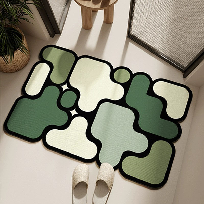 Ultra-Absorbent Instant Dry Diatom Mud Bathroom Mat (40 x 60 CM) - Puzzle Decor Anti-Slip Rubber Rug for Kitchen, Entryway & Shower(Green) - Image 1