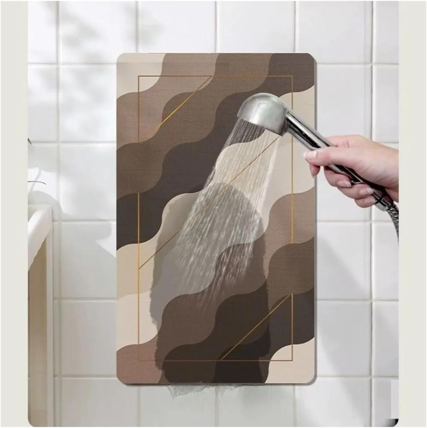 Ultra-Absorbent Instant Dry Diatom Mud Bathroom Mat (50 x 80 CM) - Puzzle Decor Anti-Slip Rubber Rug for Kitchen, Entryway & Shower(Green) - Image 4