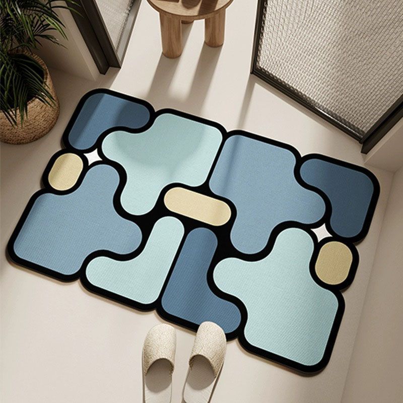 Ultra-Absorbent Instant Dry Diatom Mud Bathroom Mat (50 x 80 CM) - Puzzle Decor Anti-Slip Rubber Rug for Kitchen, Entryway & Shower(Blue) - Image 1