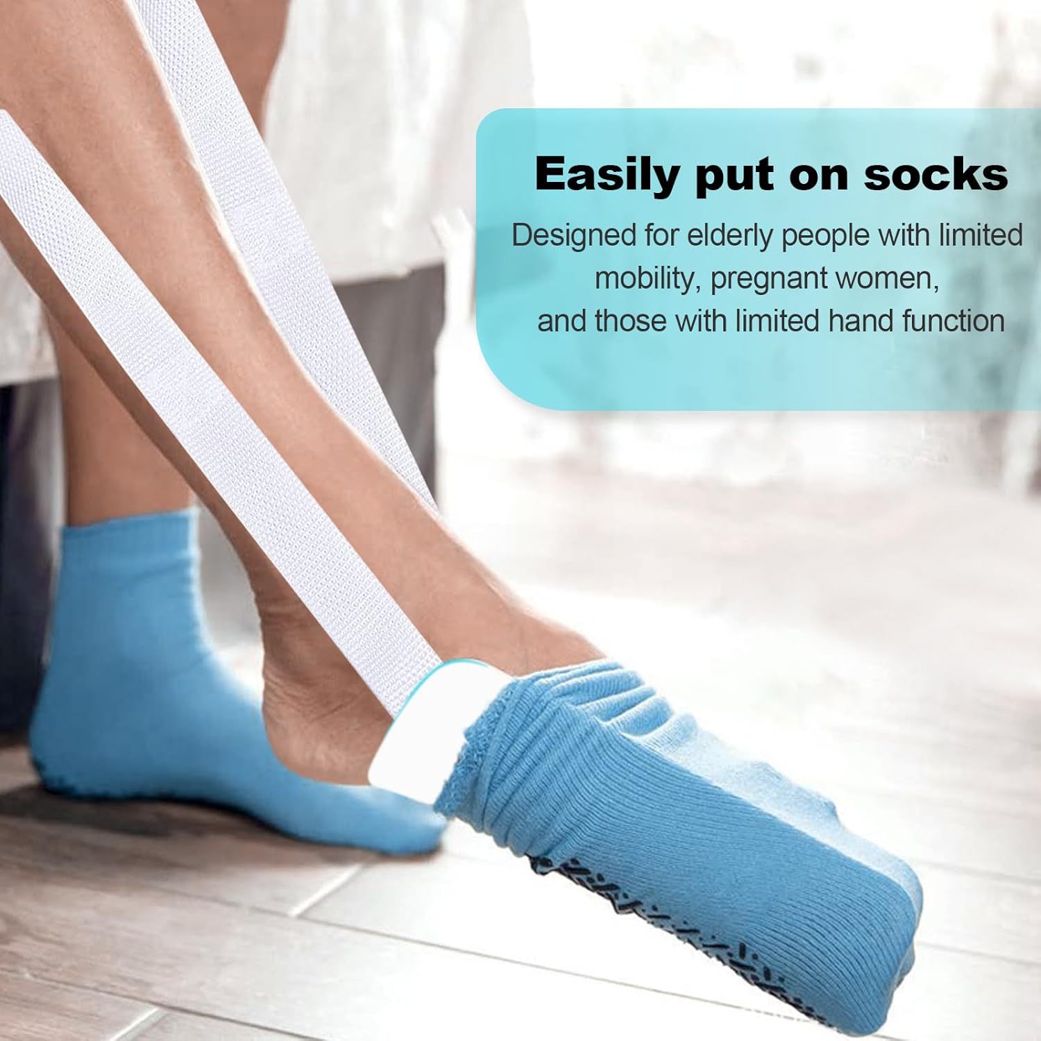 Independent Living Three-Finger Sock Aid with Long Cords- Easy-On Sock Mobility Aid for Seniors & Limited Mobility - Image 3