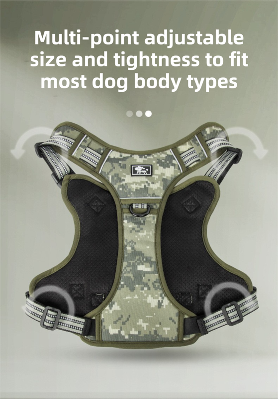 3-Piece Black Tactical Dog Harness Set (L Size) - Heavy Duty No-Pull Vest with Detachable Tactical Pouch & Climbing Rope Leash - Image 4