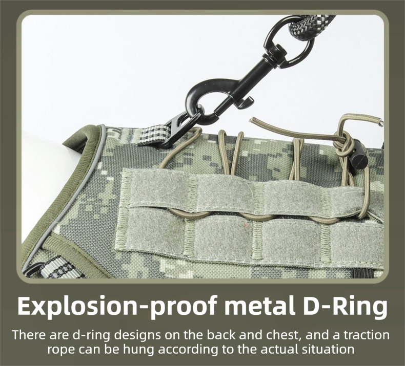 3-Piece Khaki Tactical Dog Harness Set (M Size) - Heavy Duty No-Pull Vest with Detachable Tactical Pouch & Climbing Rope Leash - Image 6