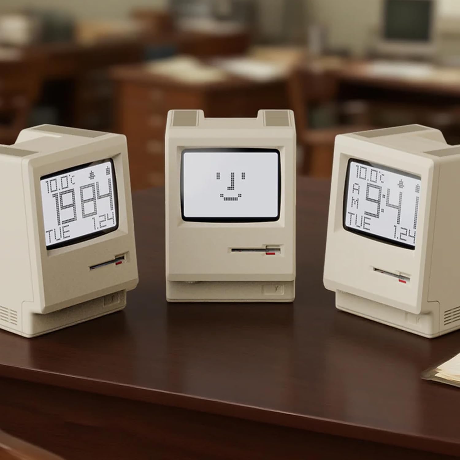 Retro Computer Style Desktop Maclock - Interactive Floppy Disk Switch, 5 Alarm Settings, 3 Display Modes and Stepless Brightness Control - Image 2