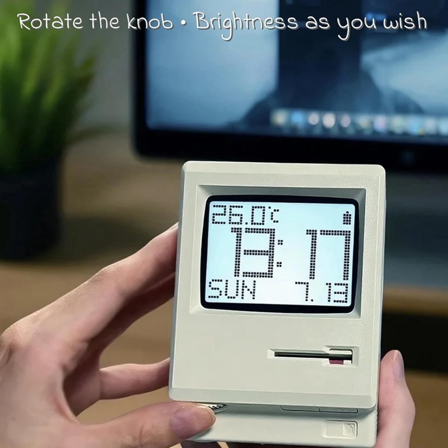 Retro Computer Style Desktop Maclock - Interactive Floppy Disk Switch, 5 Alarm Settings, 3 Display Modes and Stepless Brightness Control - Image 6