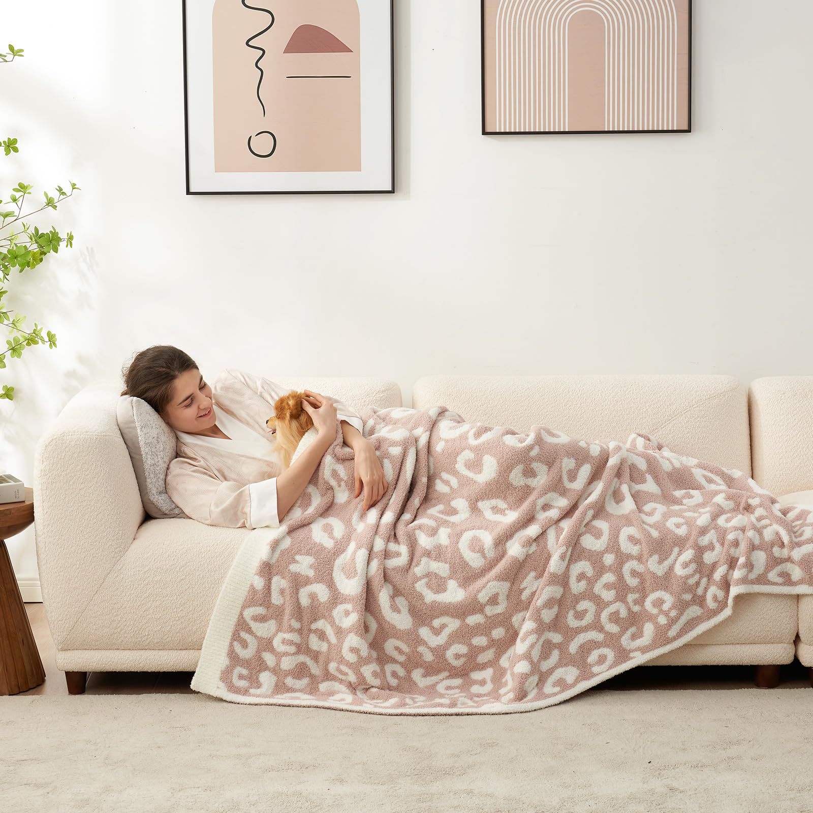 Leopard Print Checkerboard Flannel Throw Blanket(Small 70 x 100 CM) - Anti-Pilling Trendy Soft Plush Blanket for Bed, Sofa & Travel - Image 3