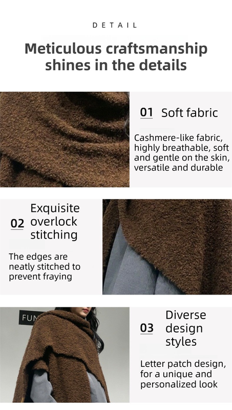 Beige Premium Knitted Wool Blend Poncho - Elegant Thickened Drape Shawl & Cape Cardigan Coat - Image 4