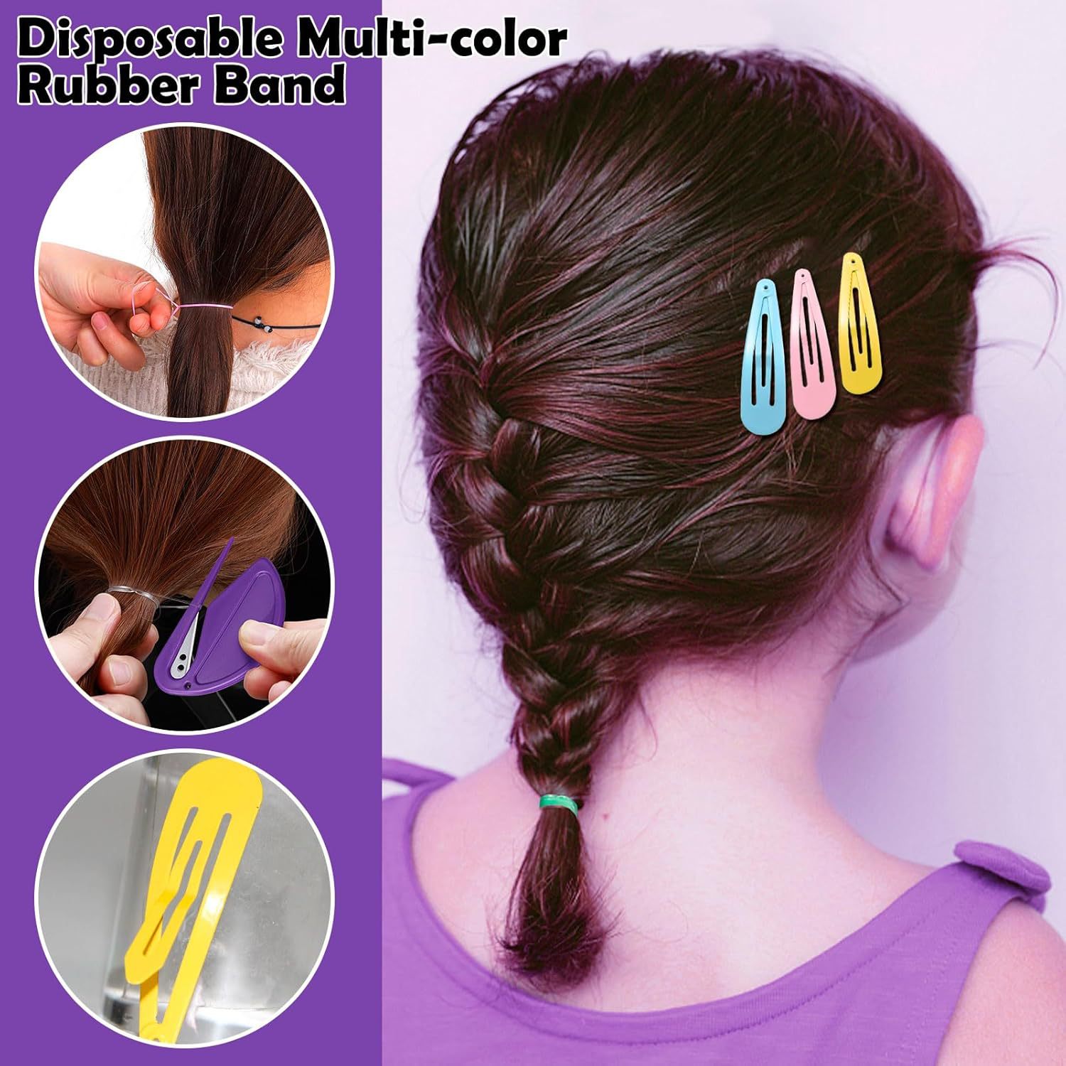 2000PCS Candy Macaron Soft Elastic Hair Ties (32-Color) + 11PCS Hair Styling Tools Set with Storage Case for Toddlers & Girls - Image 4