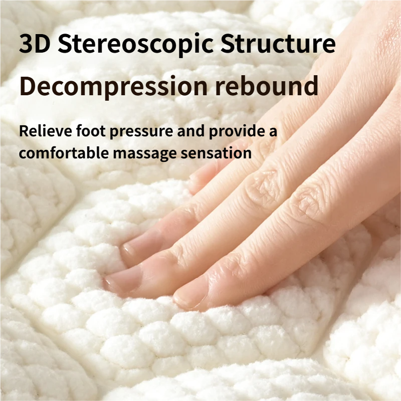 White 3D Honeycomb Textured High-Elastic Memory Foam Bathroom Mat (40 x 60 CM) - Ultra Absorbent Quick-Dry Thickened Door Mat - Image 2