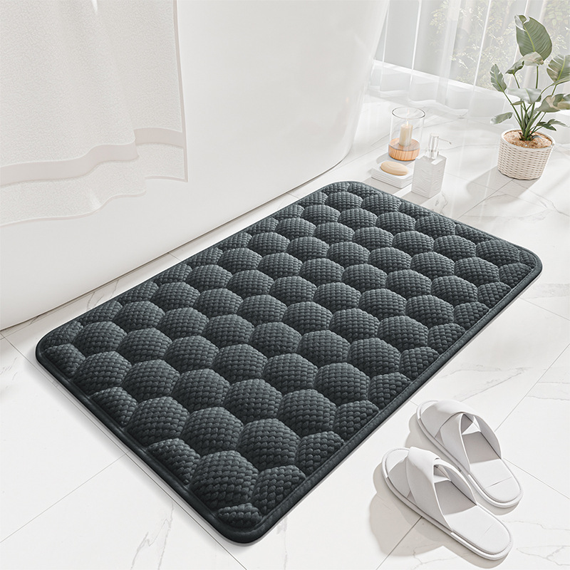 White 3D Honeycomb Textured High-Elastic Memory Foam Bathroom Mat (50 x 80 CM) - Ultra Absorbent Quick-Dry Thickened Door Mat - Image 1