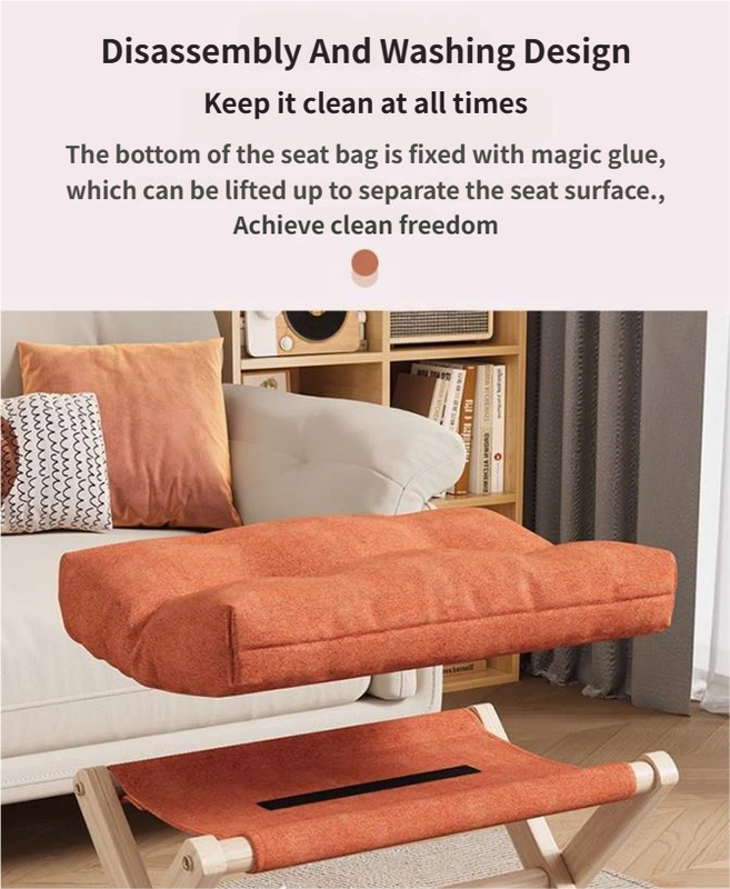 White Foldable Ottoman & Padded Footstool with Velcro Stability - Cotton Linen Portable Office Leg Rest & Entryway Shoe Stool - Image 3