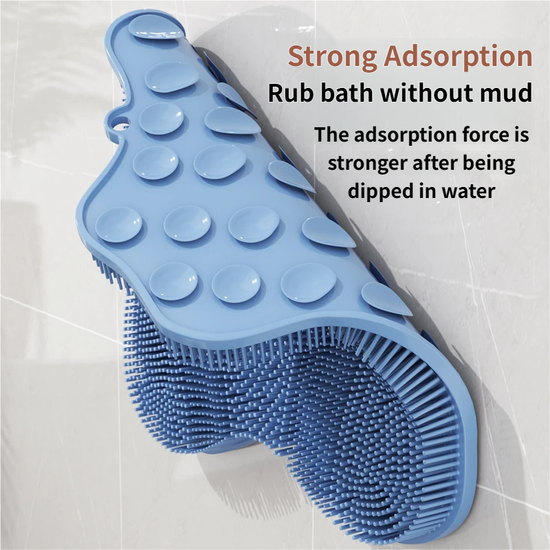 Blue 3D Butterfly Silicone Bath Massage Mat with Suction Cup & Dual-Zone Massage Bristles - Exfoliating Back Scrubber & Foot Deep Cleaner - Image 3