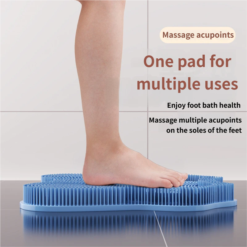 Blue 3D Butterfly Silicone Bath Massage Mat with Suction Cup & Dual-Zone Massage Bristles - Exfoliating Back Scrubber & Foot Deep Cleaner - Image 5
