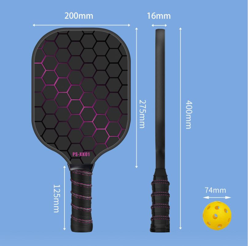 Black and Pink Fiberglass Pickleball Paddle - 220g Lightweight Racket with Breathable PU Comfort Grip and Oversized Sweet Spot for Outdoor Play - Image 6