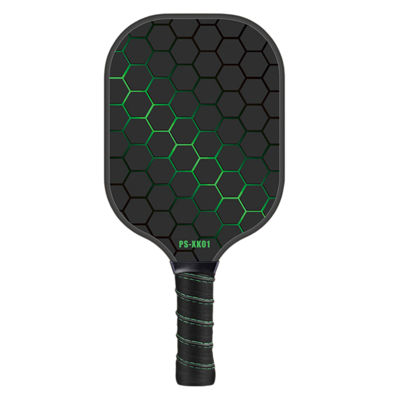 Black and Green Fiberglass Pickleball Paddle - 220g Lightweight Racket with Breathable PU Comfort Grip and Oversized Sweet Spot for Outdoor Play - Image 1