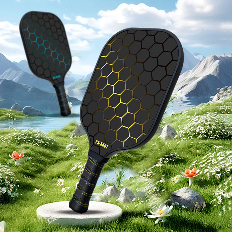 Black and Green Fiberglass Pickleball Paddle - 220g Lightweight Racket with Breathable PU Comfort Grip and Oversized Sweet Spot for Outdoor Play - Image 7