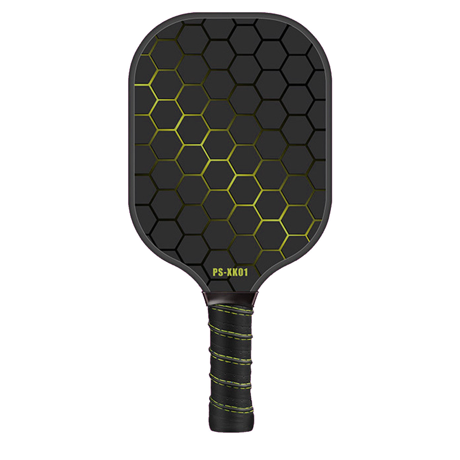 Black and Yellow Fiberglass Pickleball Paddle - 220g Lightweight Racket with Breathable PU Comfort Grip and Oversized Sweet Spot for Outdoor Play - Image 1