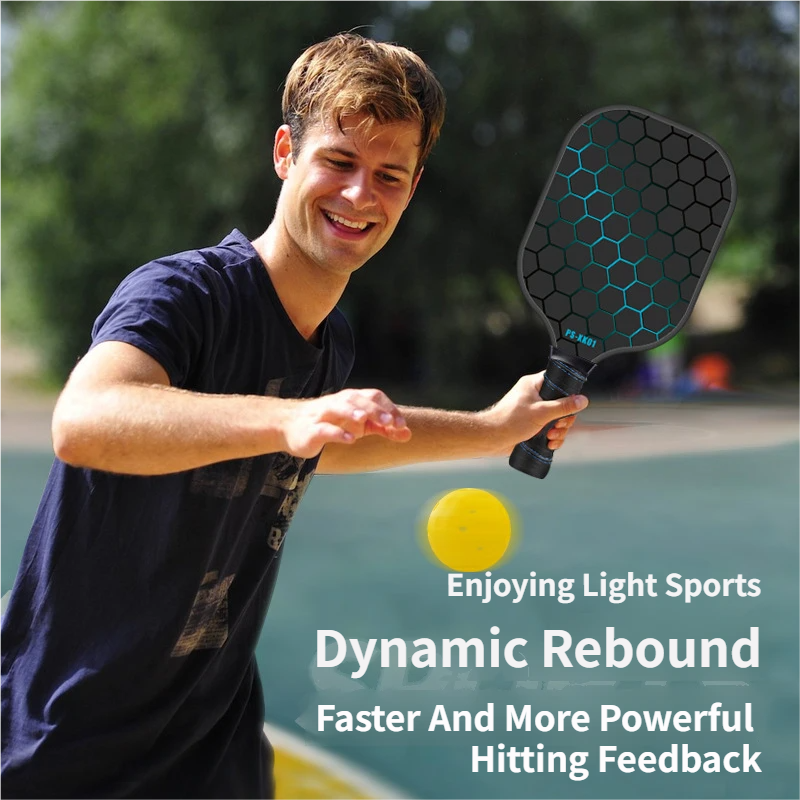 Black and Yellow Fiberglass Pickleball Paddle - 220g Lightweight Racket with Breathable PU Comfort Grip and Oversized Sweet Spot for Outdoor Play - Image 5