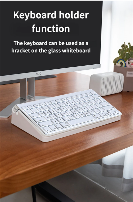 White Slanted Glass Memo Board & Desktop Organizer with 2 Markers & Residue-Free Eraser - Computer Keyboard Stand Dry Erase Notepad - Image 5