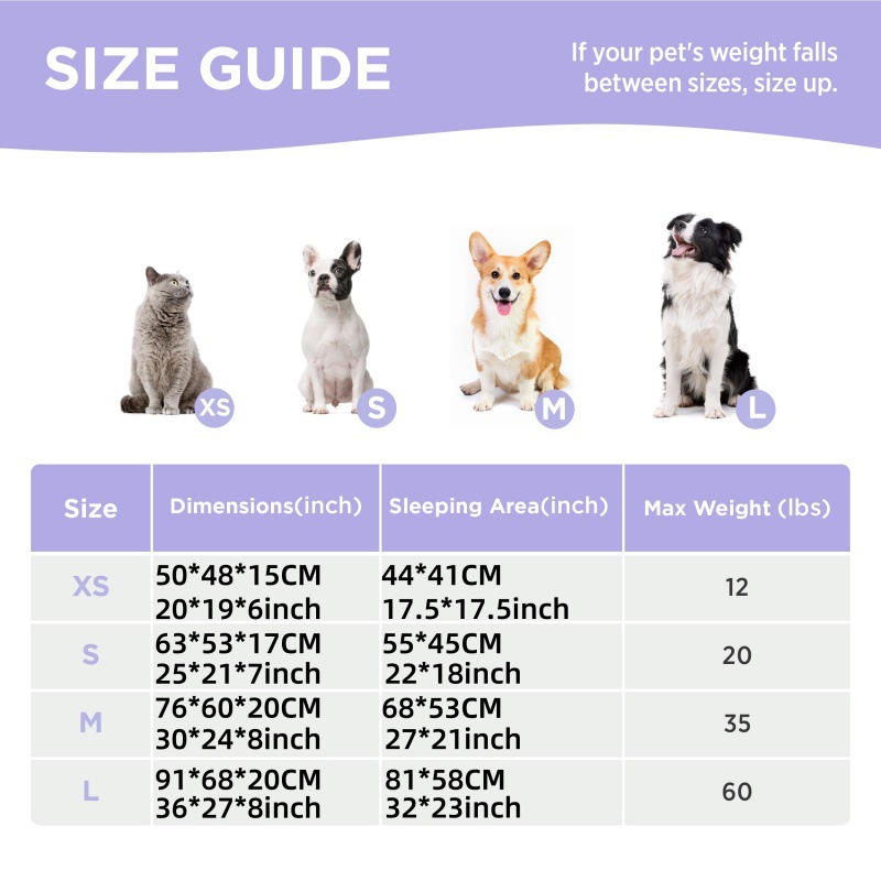 63x53x17 CM Cute Square Plush Pet Bed with Removable Cover & 5 Bolsters Support - Purple Plaid Machine Washable Calming Dog & Cat Sofa - Image 5