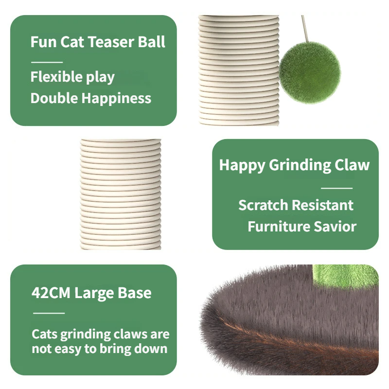 Large Multi-Functional Cat Tree & Activity Tower - All-in-One 70CM Tall Sisal Scratching Post, 31CM Diameter Plush Condo and Interactive Wobbling Feeder - Image 4