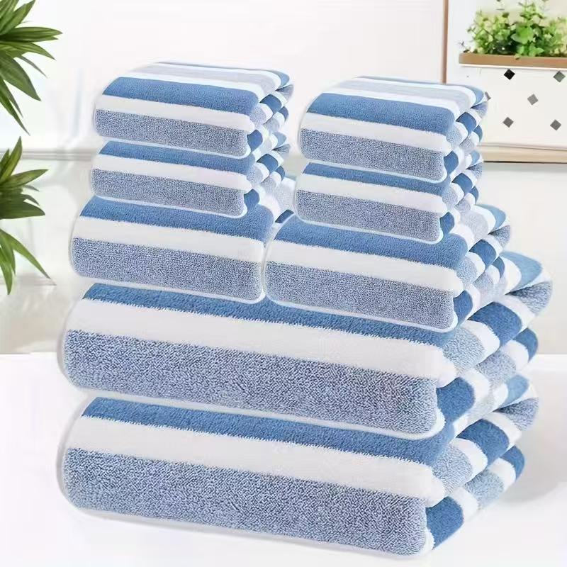 8-Piece Blue Luxury Coral Fleece Towel & Bath Sheet Set - Ultra-Soft High-Density Absorbent Towels Complete Bundle - Image 1
