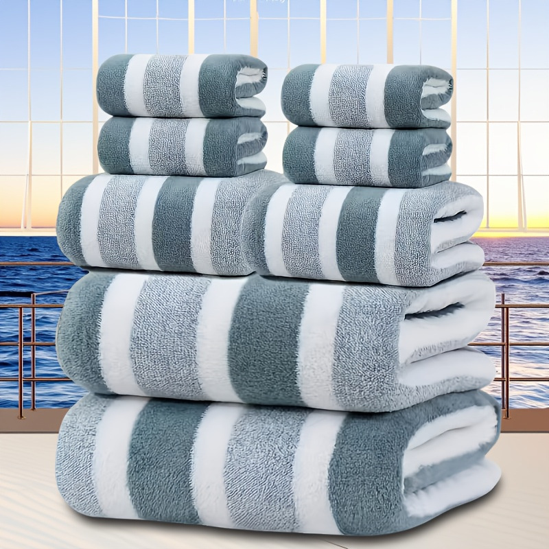 8-Piece Green Luxury Coral Fleece Towel & Bath Sheet Set - Ultra-Soft High-Density Absorbent Towels Complete Bundle - Image 1