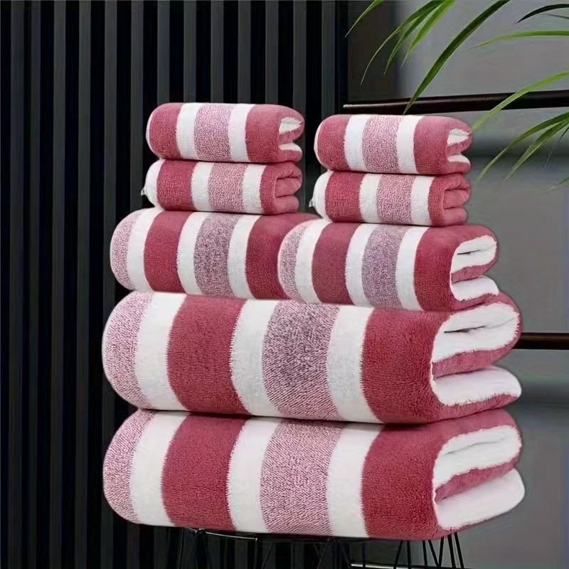 8-Piece Red Luxury Coral Fleece Towel & Bath Sheet Set - Ultra-Soft High-Density Absorbent Towels Complete Bundle - Image 1