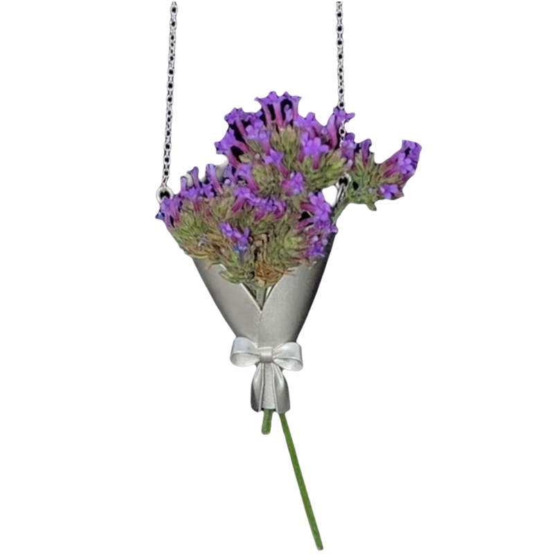 Handcrafted Ikebana Vase Necklace - Elegant Minimalist Wearable Art, Creative Gift for Mother - Image 1