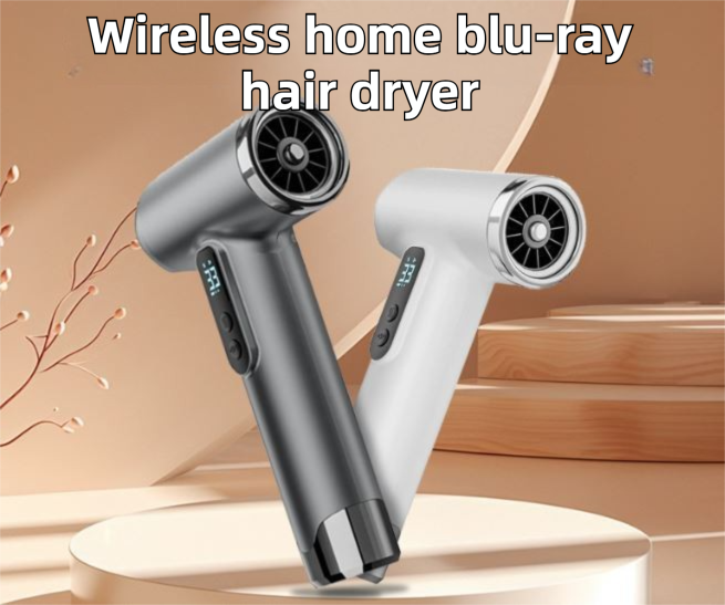 White Wireless Rechargeable Hot & Cold Hair Dryer - Lightweight Portable Blow Dryer with Blue Light Ion Care, 3 Speed & Temperature Settings - Image 2