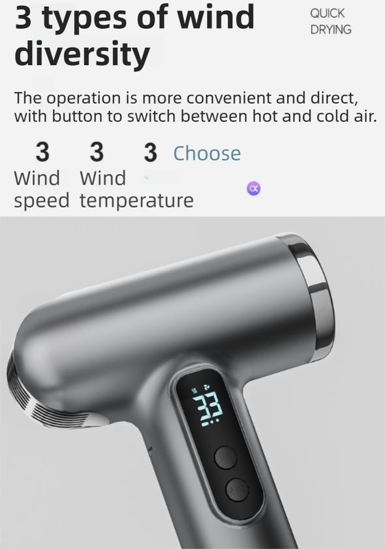 Pink Wireless Rechargeable Hot & Cold Hair Dryer - Lightweight Portable Blow Dryer with Blue Light Ion Care, 3 Speed & Temperature Settings - Image 4