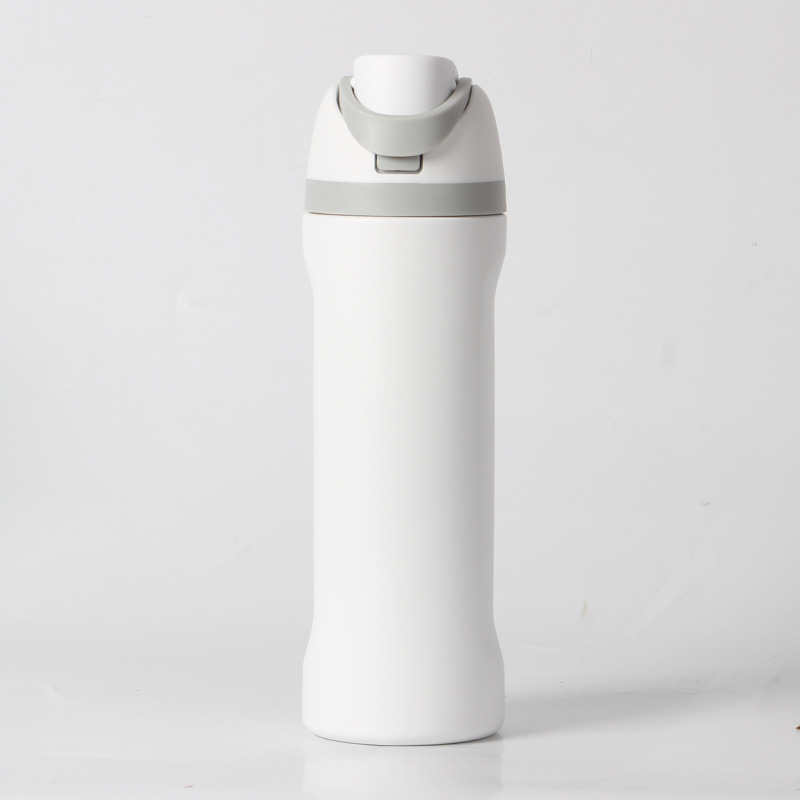24oz White Large Thermal Water Bottle with Dual-Sipping Lid & Built-in Straw - Leak-Proof 304 Stainless Steel Outdoor Sports Flask - Image 1