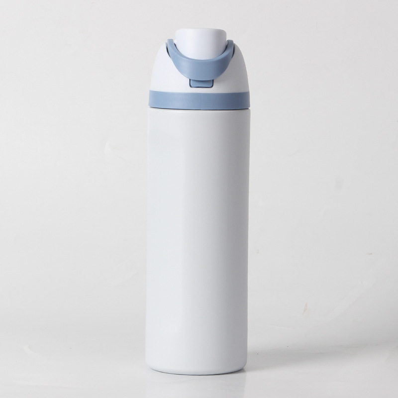 24oz Light Blue Large Thermal Water Bottle with Dual-Sipping Lid & Built-in Straw - Leak-Proof 304 Stainless Steel Outdoor Sports Flask - Image 1