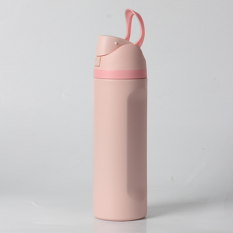 24oz Pink Large Thermal Water Bottle with Dual-Sipping Lid & Built-in Straw - Leak-Proof 304 Stainless Steel Outdoor Sports Flask - Image 1
