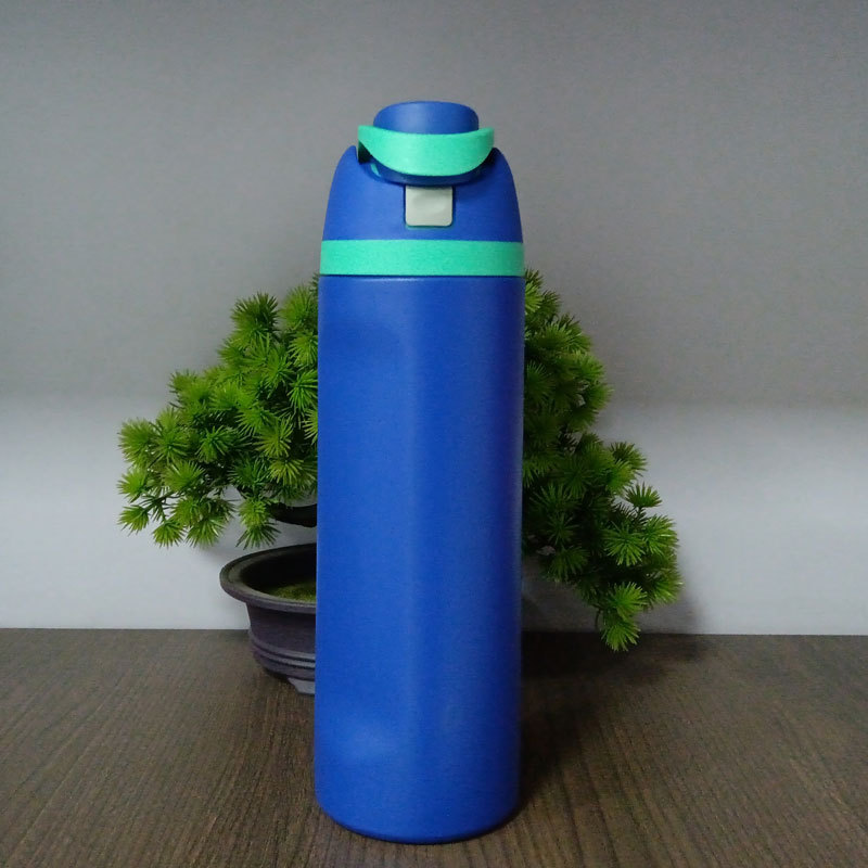 24oz Blue Large Thermal Water Bottle with Dual-Sipping Lid & Built-in Straw - Leak-Proof 304 Stainless Steel Outdoor Sports Flask - Image 1