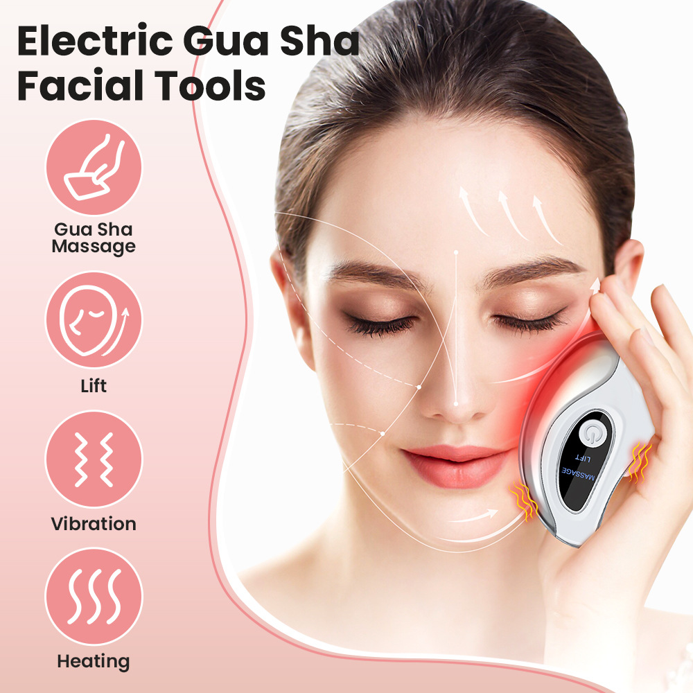Portable Smart LCD Electric Gua Sha Face Massager - 45°C Constant Hot Compresss & Dual Mode Vibration Facial Lifting Beauty Device - Image 1