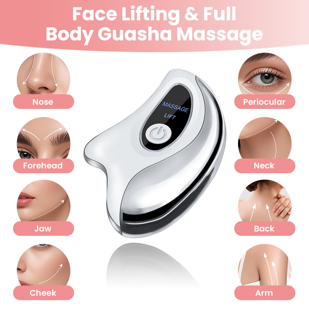 Portable Smart LCD Electric Gua Sha Face Massager - 45°C Constant Hot Compresss & Dual Mode Vibration Facial Lifting Beauty Device - Image 2
