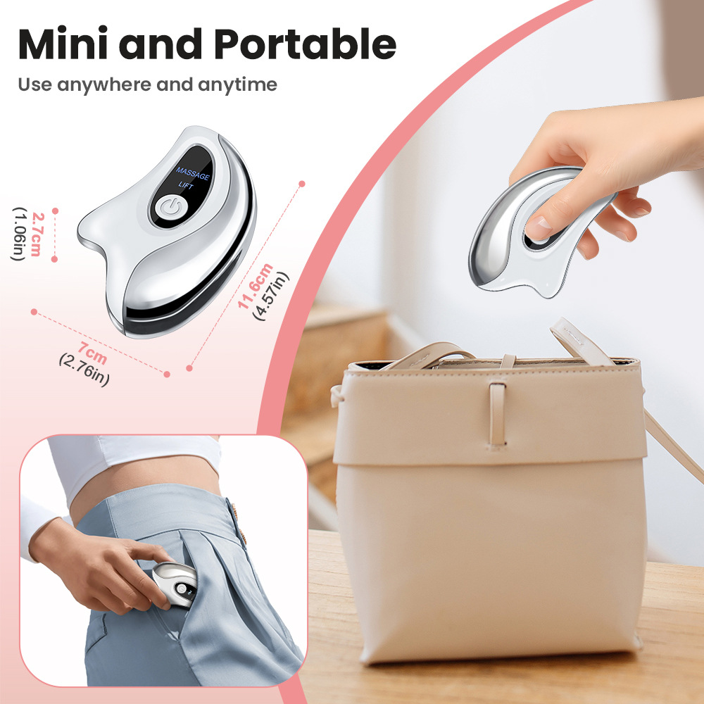 Portable Smart LCD Electric Gua Sha Face Massager - 45°C Constant Hot Compresss & Dual Mode Vibration Facial Lifting Beauty Device - Image 4