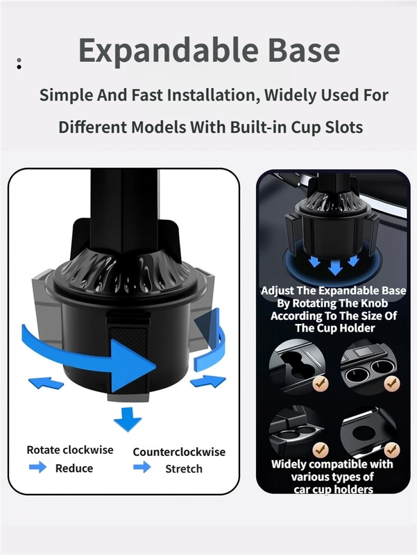 2-in-1 Car Rotating Dinner Tray & Double Cup Holder with Secure Phone Mount - Car Cup Slot Swivel Expander and Snacks & Drinks Organizer - Image 3