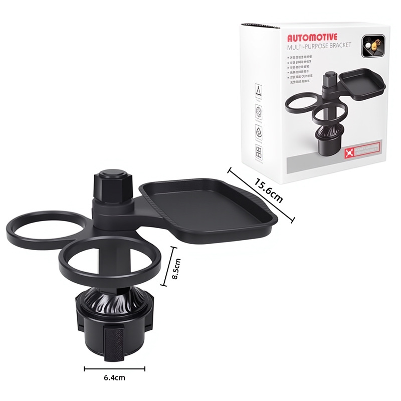2-Pack (2-in-1 Standard Version & 3-in-1 Pro Phone Mount Version) Car Rotating Dinner Tray & Double Cup Holder with Secure Phone Mount - Car Cup Slot Swivel Expander and Snacks & Drinks Organizer - Image 3