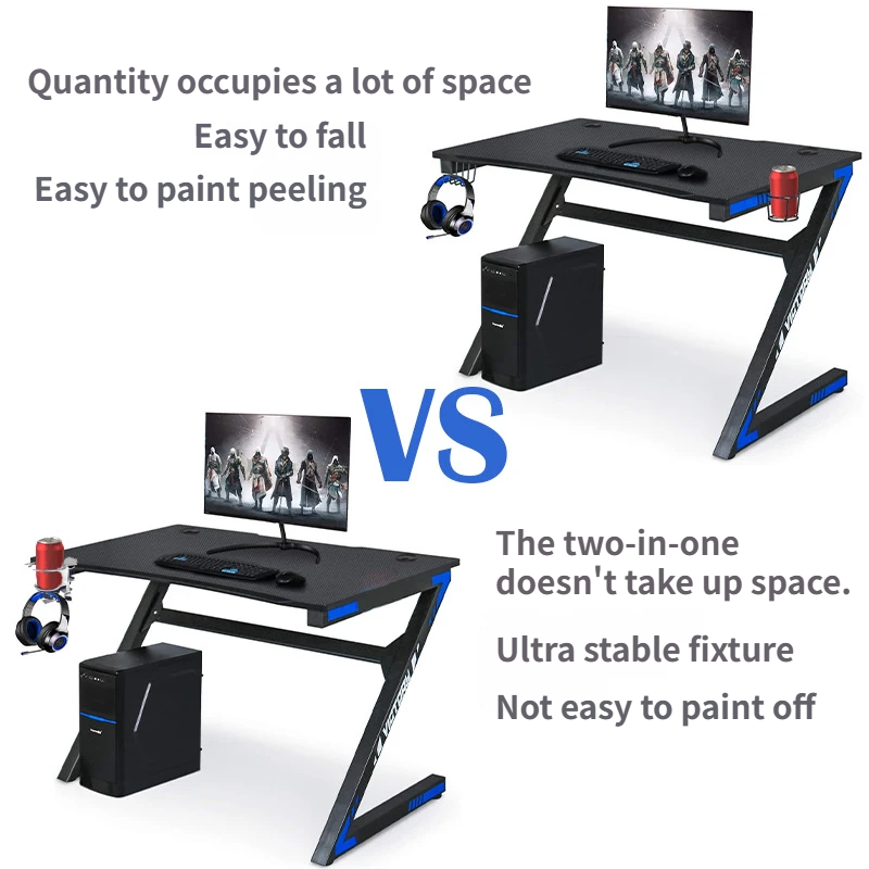 2-in-1 Under-Desk Metal Headphone Hanger &  Anti-Spill Cup Holder - No-Drill Heavy-Duty Desk Adjustable Clamp and 360° Swivel Hook - Image 4