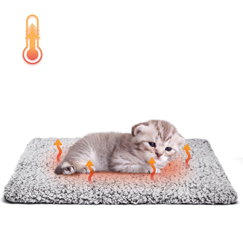 70 x 50 CM Self-Warming Thermal Pet Fluffy Mat with Machine Washable & Removable Zippered Cover - Waterproof Soft Cotton Fleece Bed for Dogs & Cats - Image 1