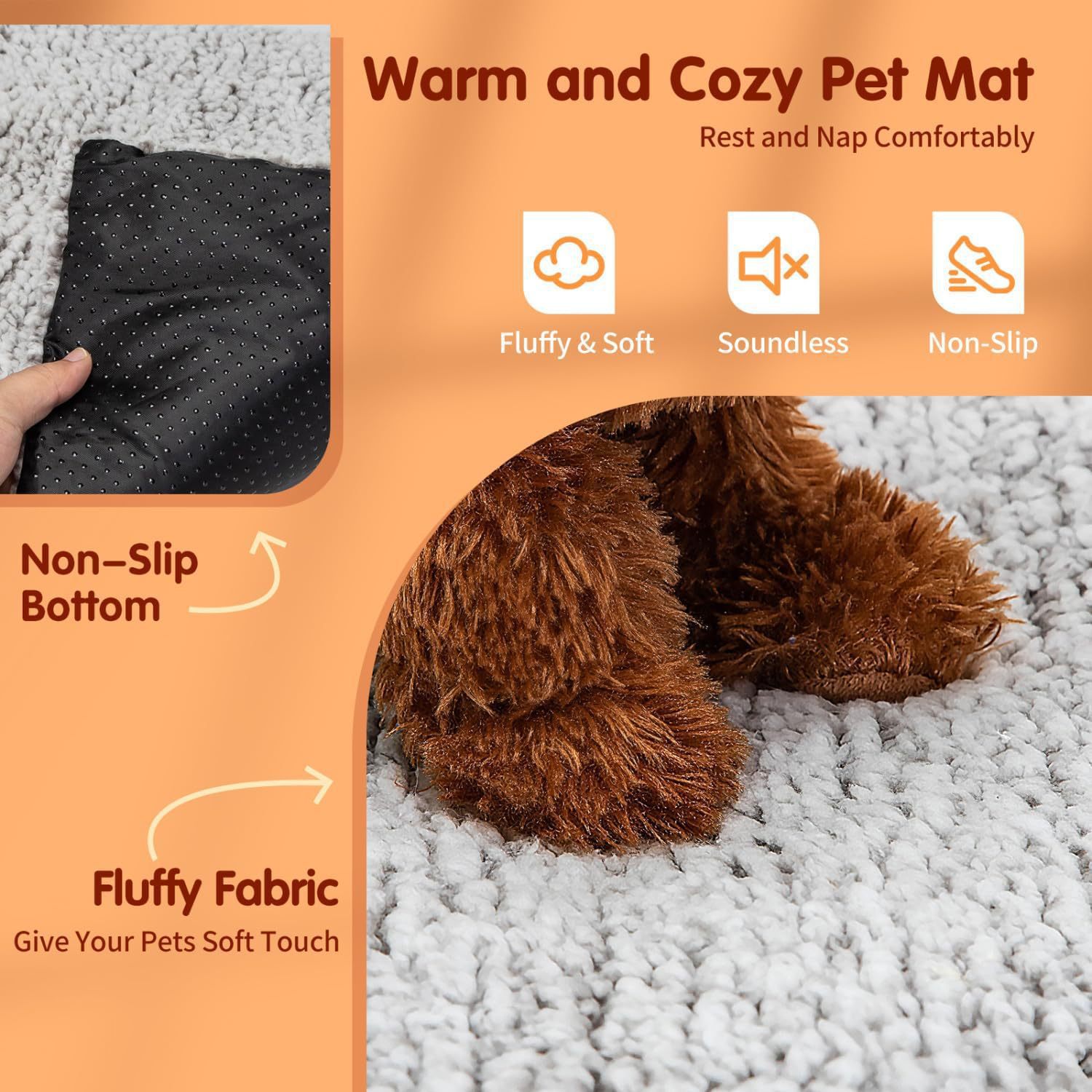 70 x 115 CM Self-Warming Thermal Pet Fluffy Mat with Machine Washable & Removable Zippered Cover - Waterproof Soft Cotton Fleece Bed for Dogs & Cats - Image 2