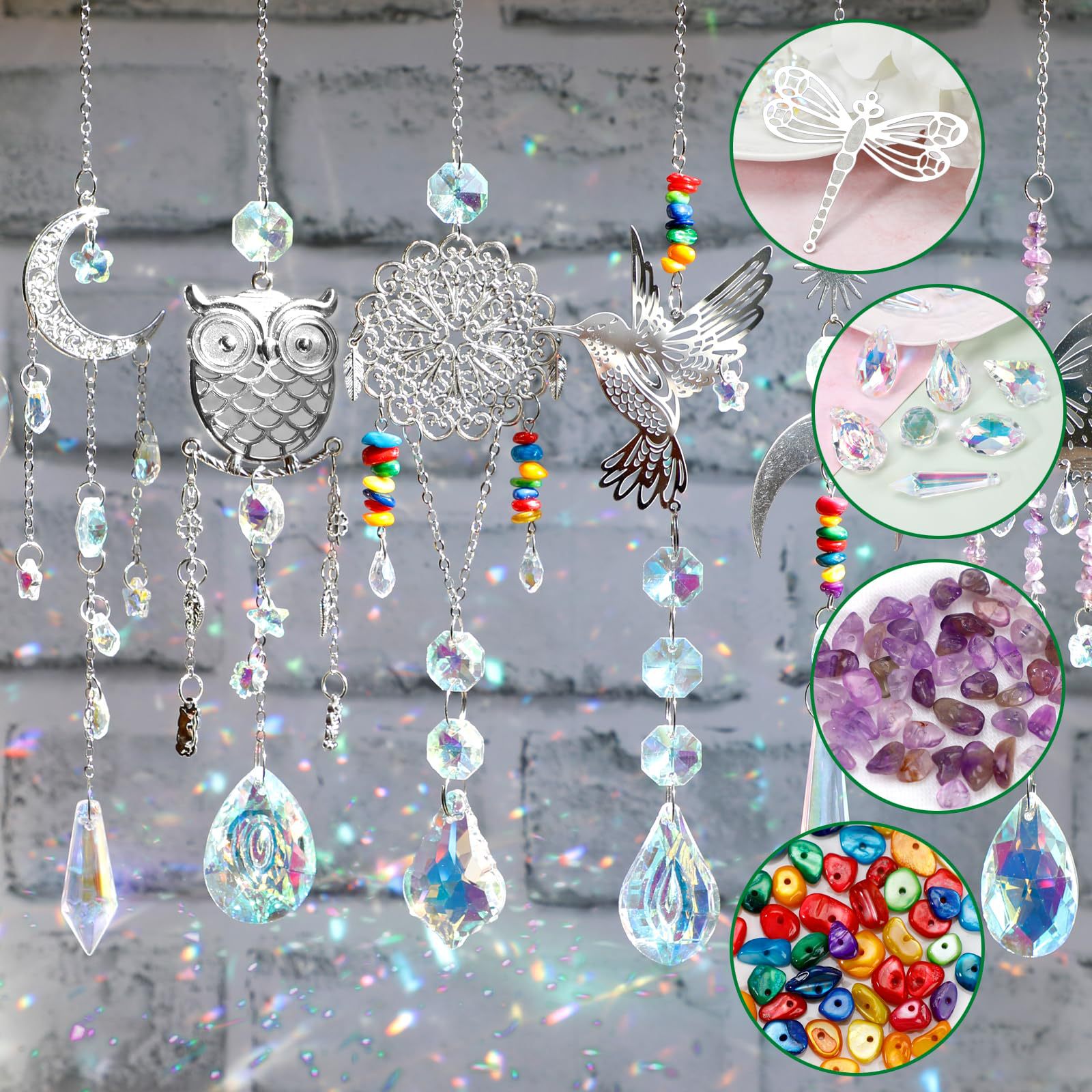 460PCS Suncatcher DIY Making Kit with Storage Box - Premium Crystal Prism Ornaments Craft Set for Home Decor - Image 2