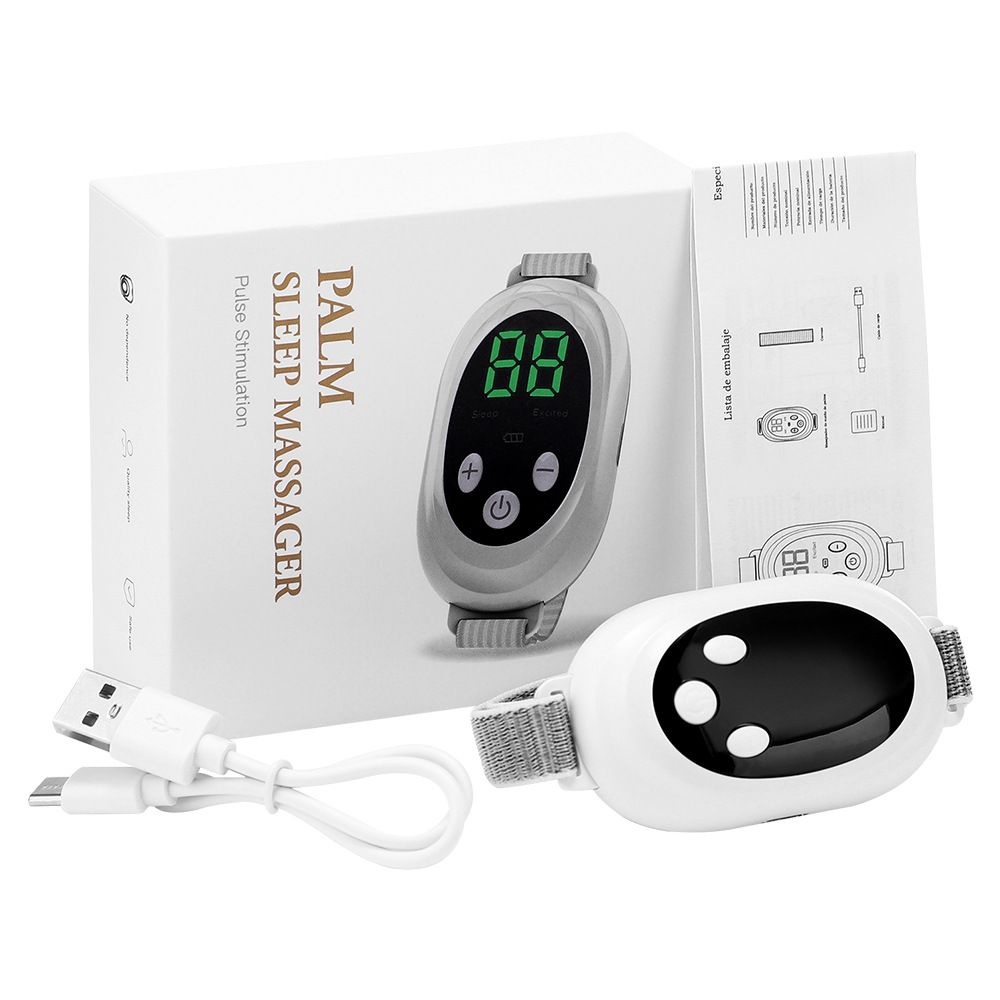 White Smart EMS Sleep Aid Device with Digital Display & 20 Intensity Levels - Wearable Dual Mode Physical Sleep Aid Instrument - Image 1