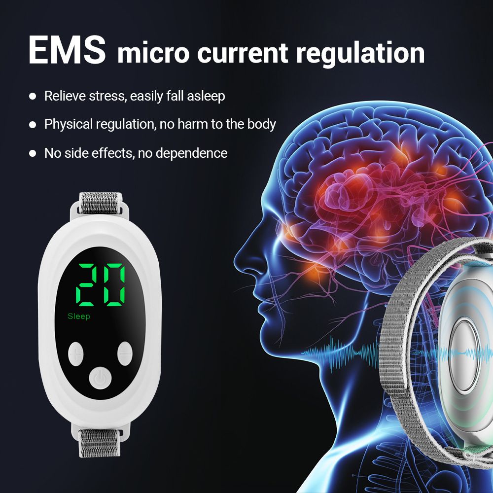 White Smart EMS Sleep Aid Device with Digital Display & 20 Intensity Levels - Wearable Dual Mode Physical Sleep Aid Instrument - Image 2