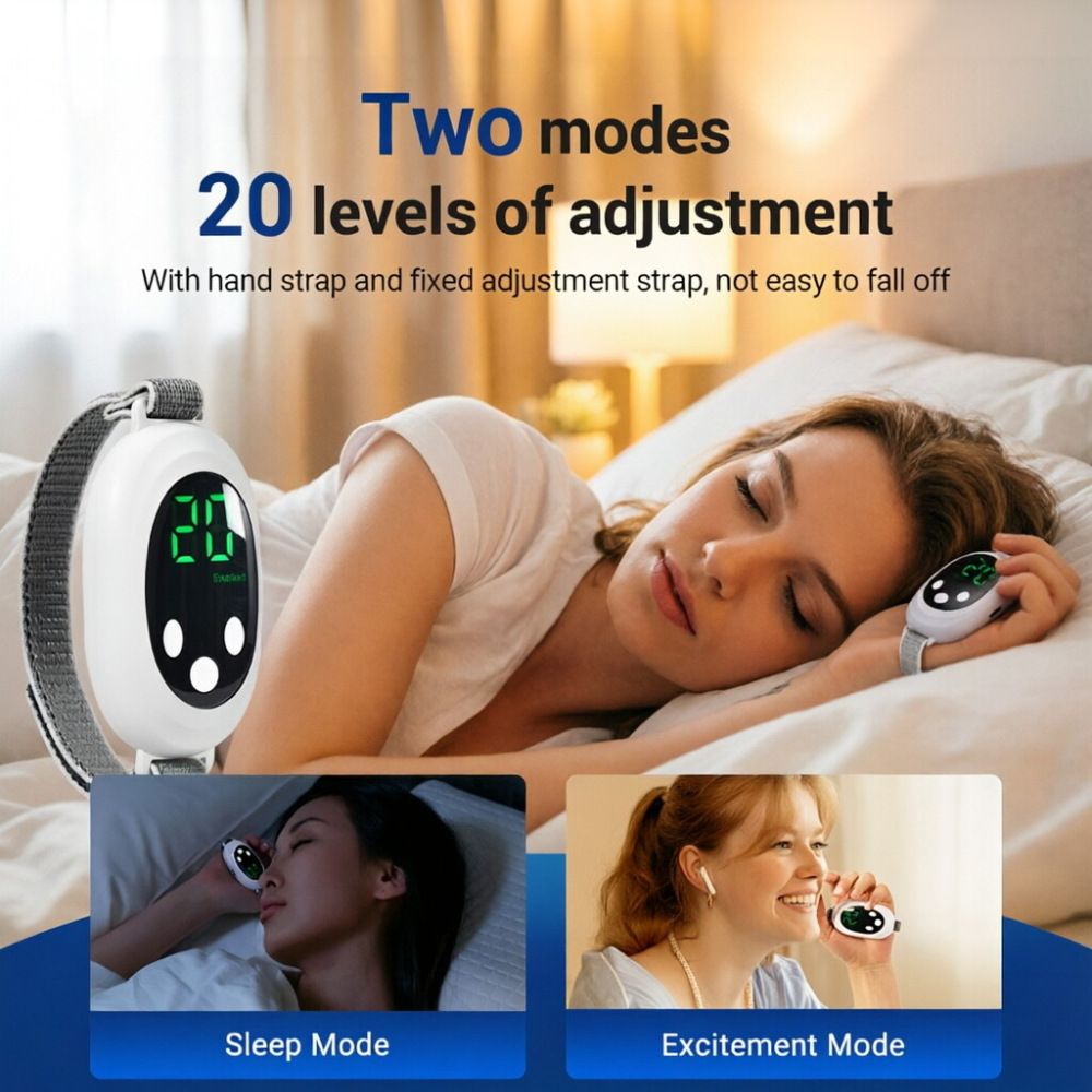 White Smart EMS Sleep Aid Device with Digital Display & 20 Intensity Levels - Wearable Dual Mode Physical Sleep Aid Instrument - Image 3