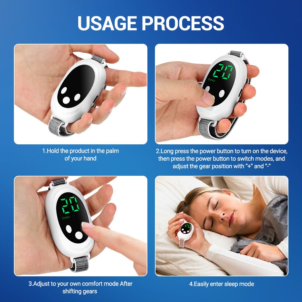 White Smart EMS Sleep Aid Device with Digital Display & 20 Intensity Levels - Wearable Dual Mode Physical Sleep Aid Instrument - Image 5